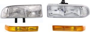 Headlight Assembly Kit for Chevrolet Blazer 1998-2005 / S10 1998-2004, Right (Passenger) and Left (Driver), 4-Piece, Halogen, with Turn Signal Lights, Replacement