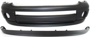 Front Bumper Cover for 2002-2005 Dodge Ram Full Size Pickup, 2-Piece Kit with Valance, Replacement