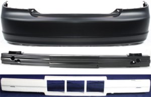 Rear Bumper Cover Kit for 2001-2003 Honda Civic Coupe, 3-Piece with Bumper Absorber and Bumper Reinforcement, Replacement