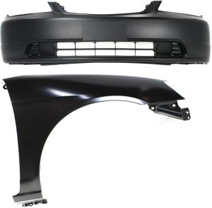 Front Bumper Cover Kit for Honda Civic 2001-2003, 2-Piece with Fender, Suitable for Coupe/Sedan, Replacement