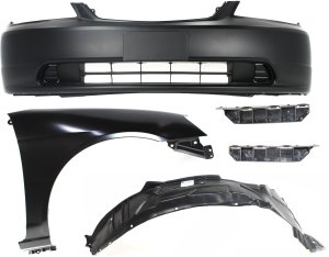 Front Bumper Cover for 2001-2003 Honda Civic, 5-Piece Kit with Fender, Fender Liner, Bumper Brackets Replacement