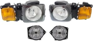 Headlight Assembly Kit for Hummer H3 2006-2010 / H3T 2009-2010, Right (Passenger) and Left (Driver), Halogen, 4-Piece Set with Fog Lights, Replacement