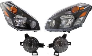 Headlight Assembly Kit for 2004-2006 Nissan Quest, Right (Passenger) and Left (Driver), Halogen, 4-Piece with Fog Lights - Replacement