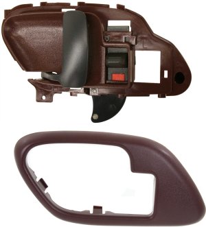 Front or Rear Door Handle Set for 1995-2000 Chevrolet C/K Full Size Pickup, Left (Driver), Inside, Red Plastic, Includes Door Handle Trim, 2-Piece Replacement Kit