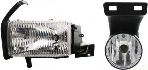 Headlight Assembly Kit for Dodge Full Size Pickup 1999-2002, Left (Driver), Halogen, 2-Piece set, Including Fog Light, Replacement