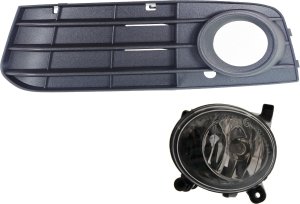 Fog Light Assembly Kit for Audi A4/A4 QUATTRO 2009-2012, Left (Driver), 2-Piece Set, Halogen, Includes Fog Light Trim, Replacement