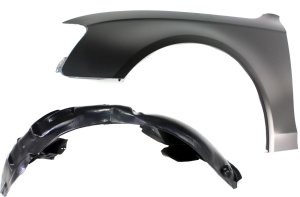Front Fender Left (Driver) Side 2-Piece Kit with Fender Liner for 2009-2012 Audi A4/A4 Quattro, Replacement