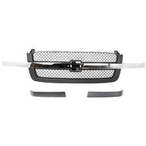 3-Piece Kit Grille with Grille Trims for Chevrolet Silverado 2003-2007, Replacement 