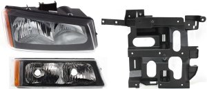 Headlight Assembly 3-Piece Kit for Chevrolet Silverado 2003-2007 Right (Passenger), Halogen, with Headlight Bracket and Turn Signal Light, Replacement