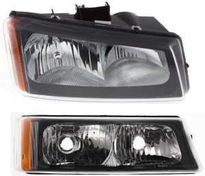 Headlight Assembly Kit for 2003-2007 Chevrolet Silverado, Right (Passenger) Side, Halogen, 2-Piece kit with Turn Signal Light, Replacement