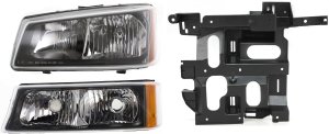 Headlight with Bulb and Turn Signal Light for Chevrolet Silverado 2003-2007, Left (Driver) Side, 3-Piece Kit with Headlight Housing, Replacement