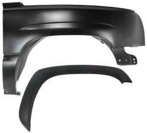 Front Fender Right (Passenger) for Chevrolet Silverado 2003-2007, 2-Piece Kit with Fender Flares, Replacement