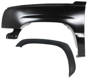 Front Fender Left (Driver) 2-Piece Kit with Fender Flares for Chevrolet Silverado 2003-2007, Replacement