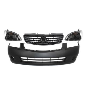 Front Bumper Cover for 2005-2006 Nissan Altima, 4-Piece Kit with Grille Assembly and Headlights, Replacement
