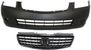 Front Bumper Cover for 2005-2006 Nissan Altima, 2-Piece Kit with Grille Assembly, Replacement