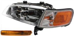 Headlight Assembly Kit for 1996-1997 Honda Accord, Left (Driver) Side, Halogen, 2-Piece with Turn Signal Light, Replacement