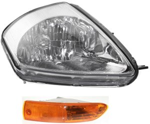 Headlight Assembly Kit for 2002-2005 Mitsubishi Eclipse, Right (Passenger) Side, 2-Piece with Halogen and Turn Signal Light, Replacement