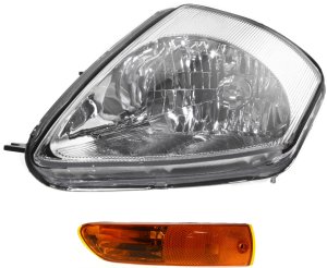 Headlight with Bulb and Turn Signal Light for 2002-2005 Mitsubishi Eclipse, Left (Driver) Side, From 2-2002, 2-Piece Kit Replacement