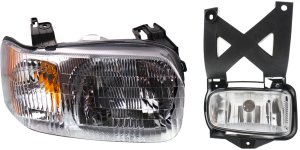 Headlight Assembly for Ford Escape 2001-2004 Right (Passenger), 2-Piece Kit with Halogen Fog Light, Replacement