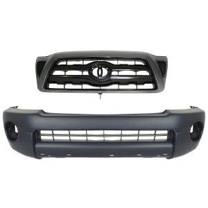 Front Bumper Cover for Toyota Tacoma 2005-2010, 2-Piece Kit with Grille Assembly, Replacement