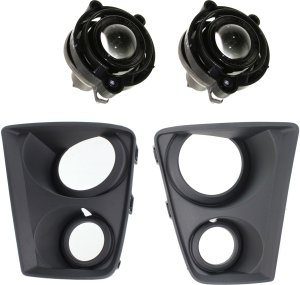Fog Light Assembly for Buick Camaro 2012-2015, includes Right (Passenger) & Left (Driver) Lights, 4-Piece kit, Halogen, with Fog Light Trim, Replacement