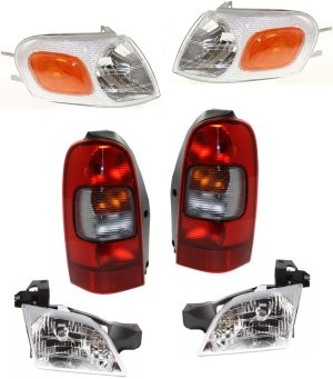 Tail Light Kit for Chevrolet Montana 1999-2005, Silhouette 1997-2004, Trans Sport 1997-1999, Headlight and Corner Light, 6-Piece Kit, Right (Passenger) and Left (Driver) Replacement