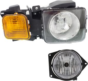 Headlight Assembly Kit for Hummer H3 2006-2010 / H3T 2009-2010, Right (Passenger), Halogen, 2-Piece with Fog Light Replacement