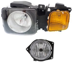 Headlight Assembly Kit for Hummer H3 (2006-2010)/H3T (2009-2010), Left (Driver) Side, Halogen, 2-Piece Set, with Fog Light, Replacement