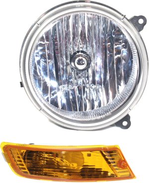 Headlight Assembly Kit for 2005-2007 Jeep Liberty, Right (Passenger) Side, Halogen, 2-Piece with Turn Signal Light, Replacement