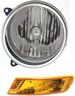 Headlight Assembly for 2005-2007 Jeep Liberty, Left (Driver) Halogen, 2-Piece Kit with Turn Signal Light, Replacement