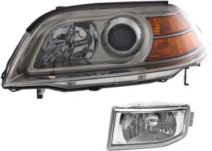 Headlight for Acura MDX 2004-2006, Left (Driver) Side, Lens and Housing, Halogen, 2-Piece kit, with Fog Light Replacement