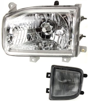 Fog Light Assembly for Nissan Pathfinder 1999-2004, Left (Driver) Side, 2-Piece Kit, Halogen, Includes Headlight, Replacement