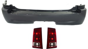 Rear Bumper Cover for 2005-2006 Jeep Grand Cherokee, 3-Piece Kit with Tail Lights, Excluding SRT-8 Model, Replacement