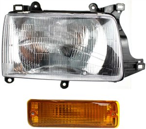 Headlight Assembly for Toyota T100 1993-1998, Right (Passenger) Side, Halogen, 2-Piece Kit, with Turn Signal Light, Replacement