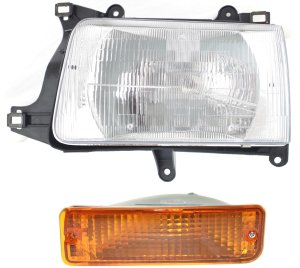 Headlight Assembly for Toyota T100 1993-1998, Left (Driver), Halogen, 2-Piece Kit with Turn Signal Light, Replacement