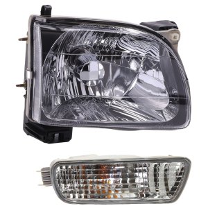 Headlight Assembly Kit for Toyota Tacoma 2001-2004 Right (Passenger) Side, Halogen, 2-Piece Set, with Turn Signal Light, Replacement