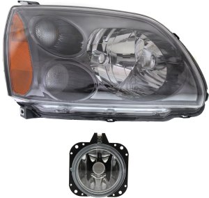 Headlight Assembly Kit for 2004-2008 Mitsubishi Galant, Right (Passenger) Side, Halogen, 2-Piece Set, with Fog Light, Replacement