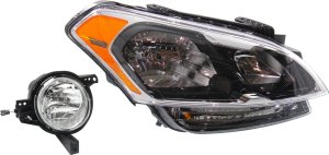 Headlight for KIA SOUL 2012-2013 Right (Passenger) Side with Bulb, 2-Piece Kit, Includes Fog Light Replacement