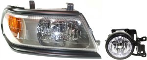Headlight Assembly for 2000-2004 Mitsubishi Montero Sport, Right (Passenger) Side, Halogen, 2-Piece kit, with Fog Light, Replacement