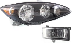 Headlight Assembly Kit for 2005-2006 Toyota Camry, Right (Passenger) Side, Halogen, 2-Piece set with Fog Light, Replacement 