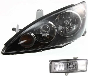 Headlight Assembly for 2005-2006 Toyota Camry, Left (Driver) Side, Halogen, 2-Piece Kit, with Fog Light, Replacement
