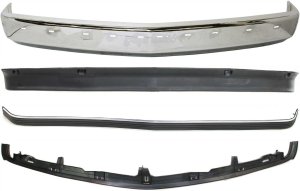 Front Bumper Kit for Chevrolet C/K Full Size Pickup 1994-2000, 4-Piece Chrome Kit with Bumper Filler, Bumper Trim, Valance, Replacement