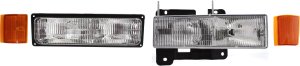 Headlight Assembly Kit for 1994-1999 Chevrolet Yukon, Right (Passenger) Side, 4-Piece with Halogen Light, Reflector, Side Marker, Turn Signal Light - Replacement