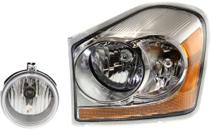 Headlight Assembly for 2004-2005 Dodge Durango, Left (Driver) Side, Halogen, 2-Piece Kit with Fog Light, Replacement
