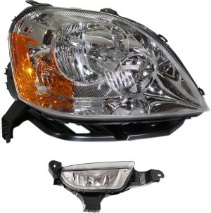 Headlight with Bulb for Ford Five Hundred 2005-2007, Right (Passenger), with Fog Light, 2-Piece Kit Replacement