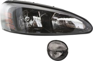 Headlight Assembly Kit for Pontiac Grand Prix 2004-2008, Right (Passenger) Side, Halogen, with Fog Light, 2-Piece kit, Replacement