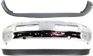 Front Bumper Cover for Dodge Full Size Pickup 1994-2002, Lower, Unprimed, 3-Piece Kit with Bumper and Valance, Replacement