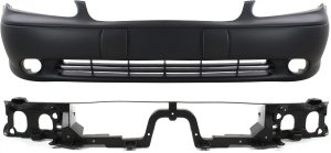 Front Bumper Cover Kit for Chevrolet Classic 2004-2005, Malibu 1997-2003, Primed (Ready to Paint), 2-Piece, Base/LS Models, Includes Header Panel, Replacement