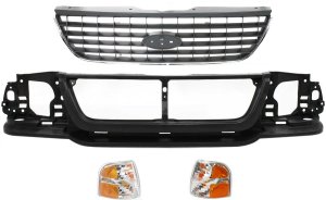 4-Piece Kit Header Panel for Ford Explorer 2002-2004, Complete Set with Corner Lights and Grille, Replacement