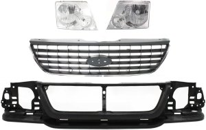 4-Piece Header Panel Kit for Ford Explorer 2002-2005, Includes Grille and Headlight, Excludes 2002-2003 Sport Model, Replacement